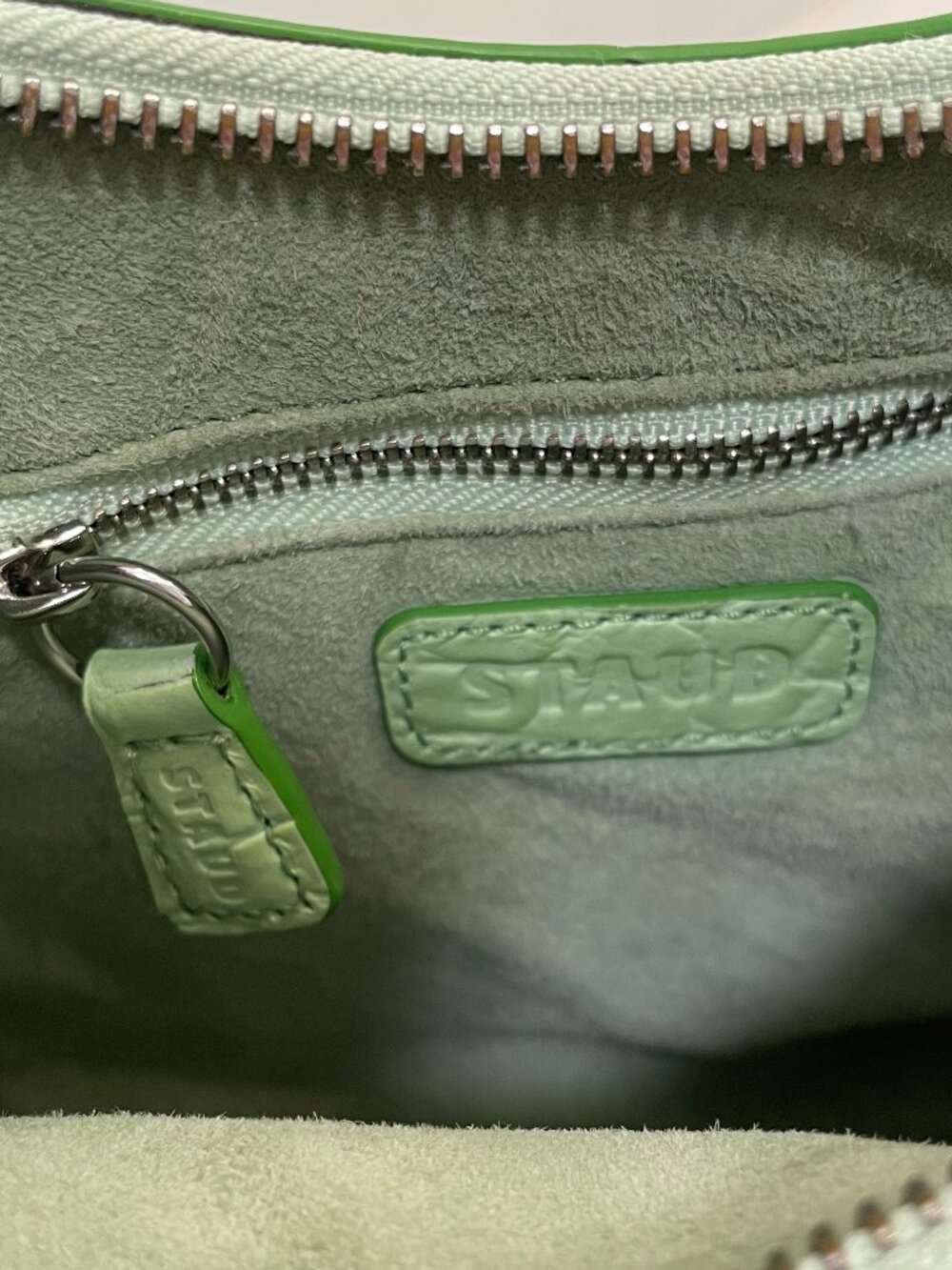 STAUD Scotty Crocodile Embossed Leather Hobo bag in Agave (Light Green) - Picture 11 of 15